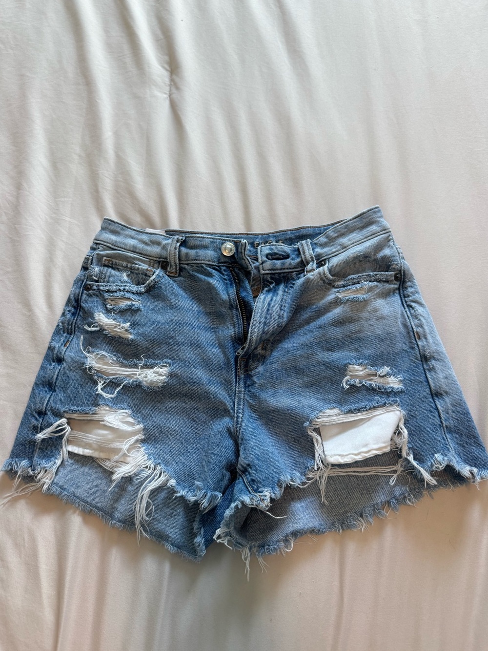 American Eagle Outfitters Light Blue Distressed Denim Shorts